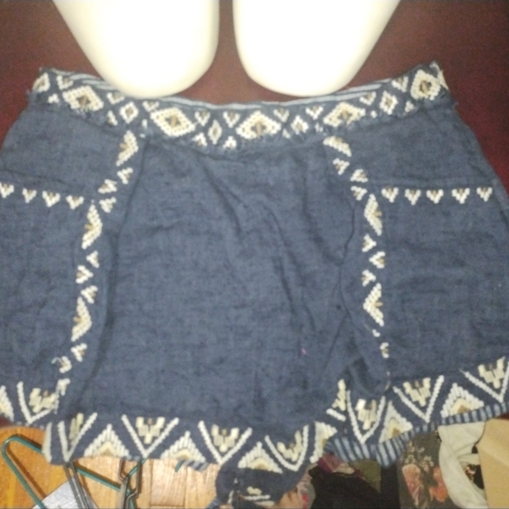 Free People Navy Boho Skort With Cute Stitched Detailing Size 4